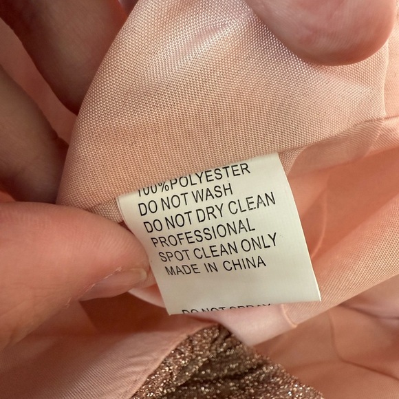 Mac Duggal Rose Gold Metallic Pleated A-Line Midi Cocktail Dress Size 16 - Picture 6 of 9